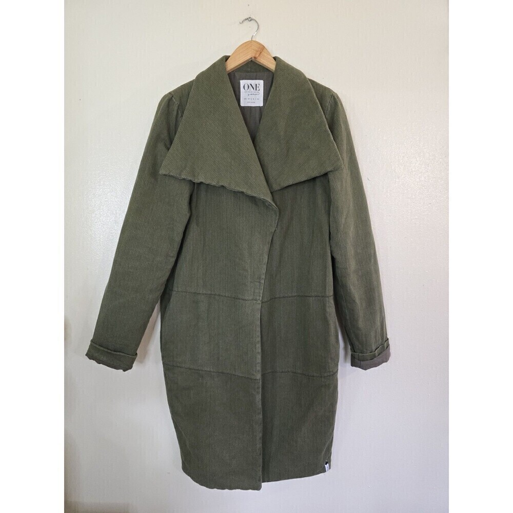 One Teaspoon Chapman Sailor Coat Womens Small Olive Green Oversized Long Duster - Picture 2 of 14